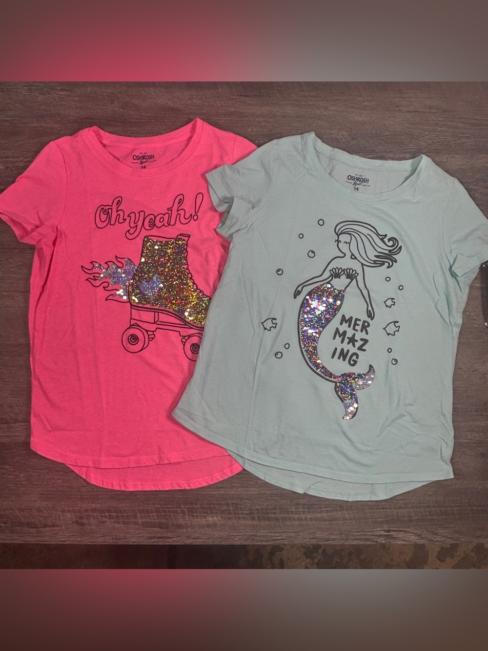 (0026) Girls: 14 Oshkosh 2pc Short Sleeve Shirt Bundle- X3